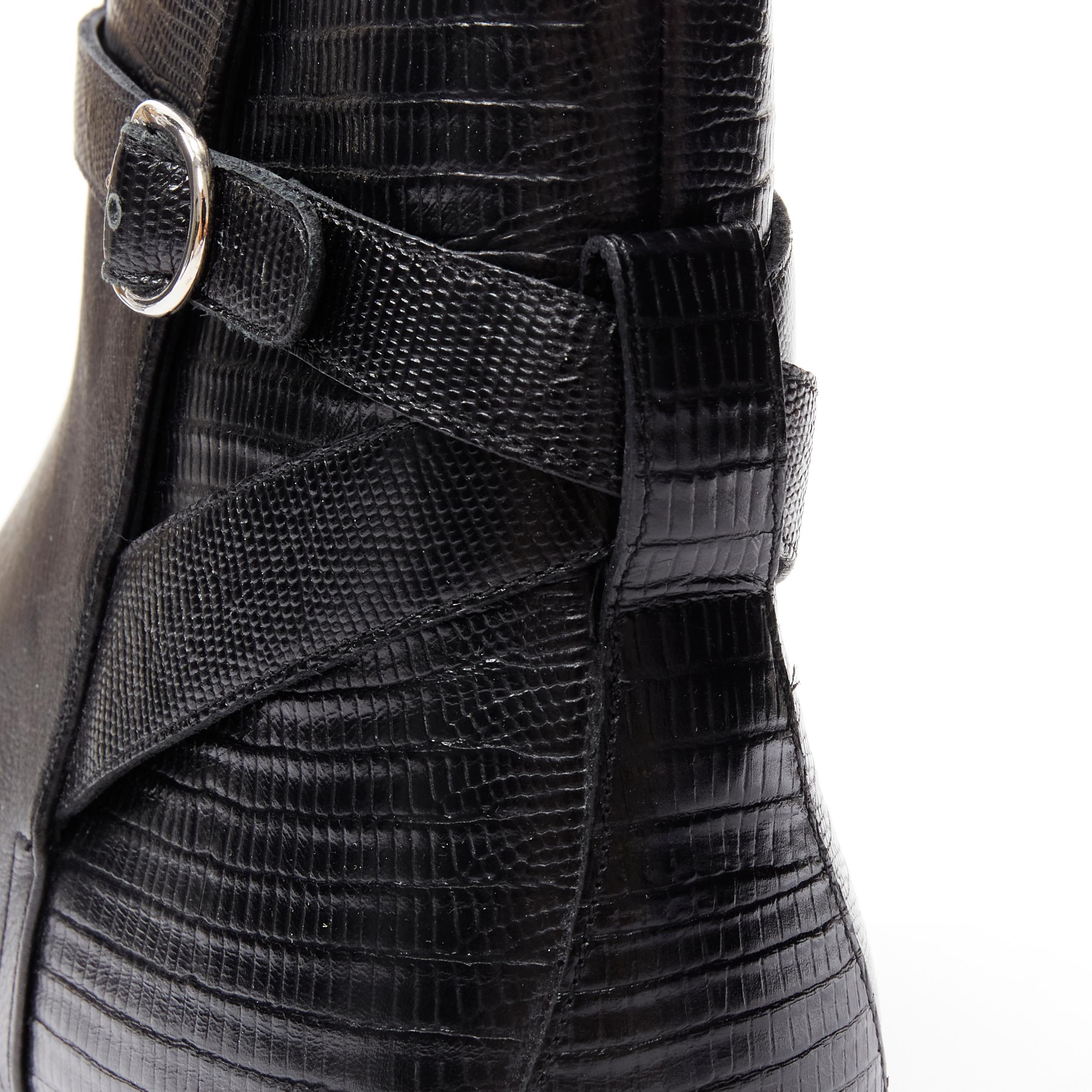 new CELINE Hedi Slimane Jacno Black Tejus stamped leather ankle strap boot EU42 1