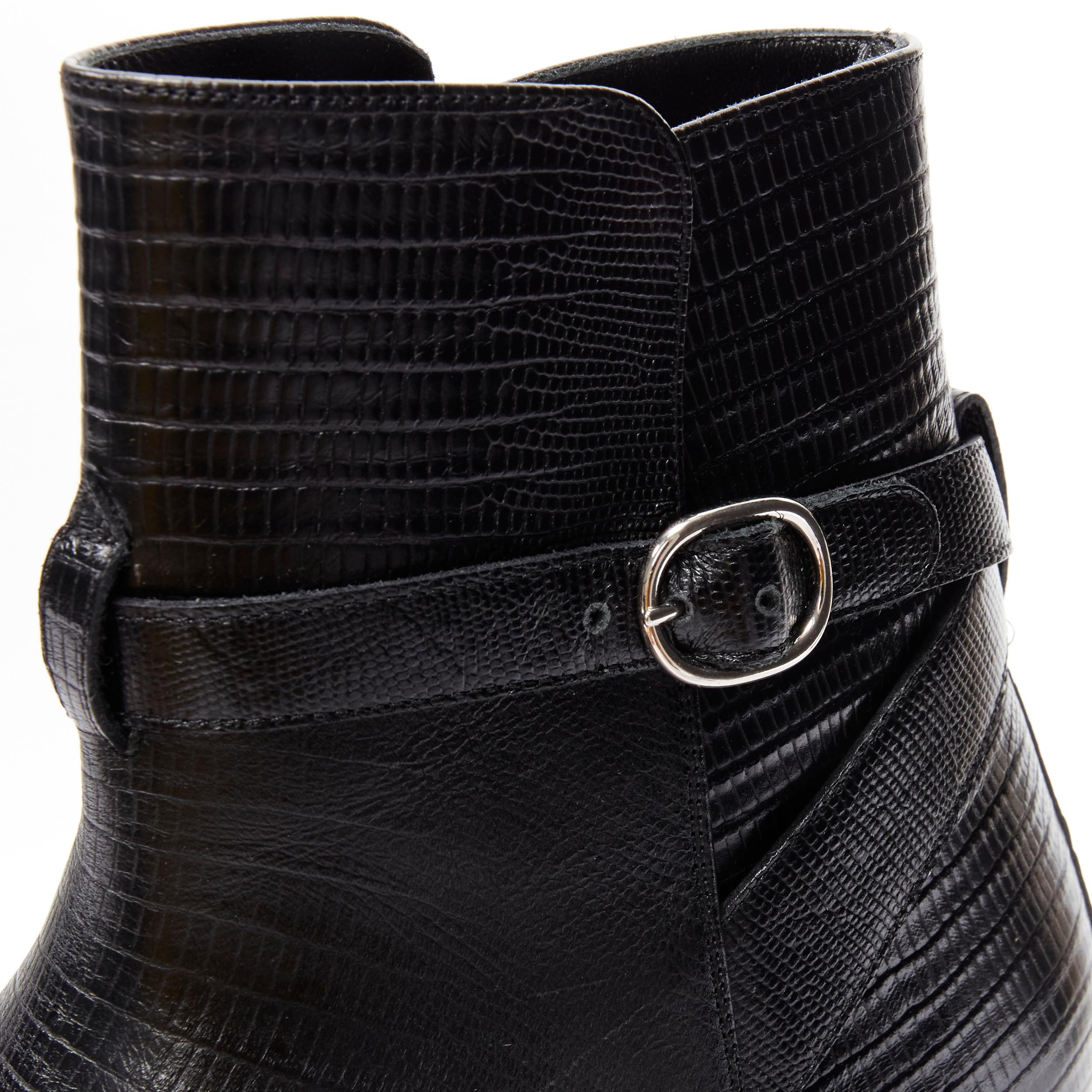 new CELINE Hedi Slimane Jacno Black Tejus stamped leather ankle strap boot EU42 2