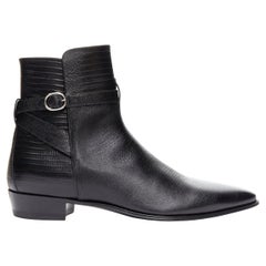new CELINE Hedi Slimane Jacno Black Tejus stamped leather ankle strap boot EU42
