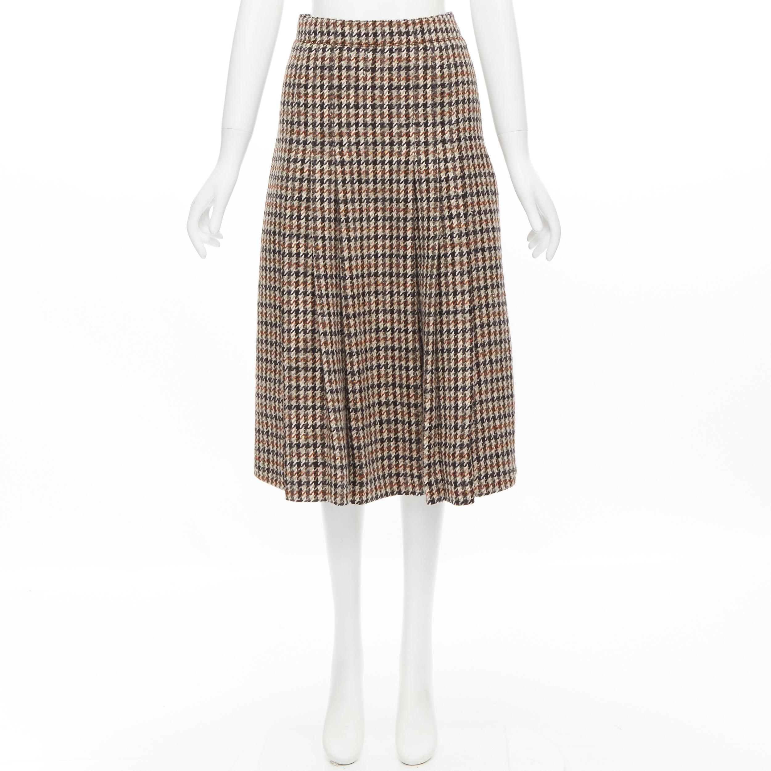 Céline Hedi Slimane - Jupe plissée en tweed imprimé pied-de-poule Prince de Galles, neuve 3