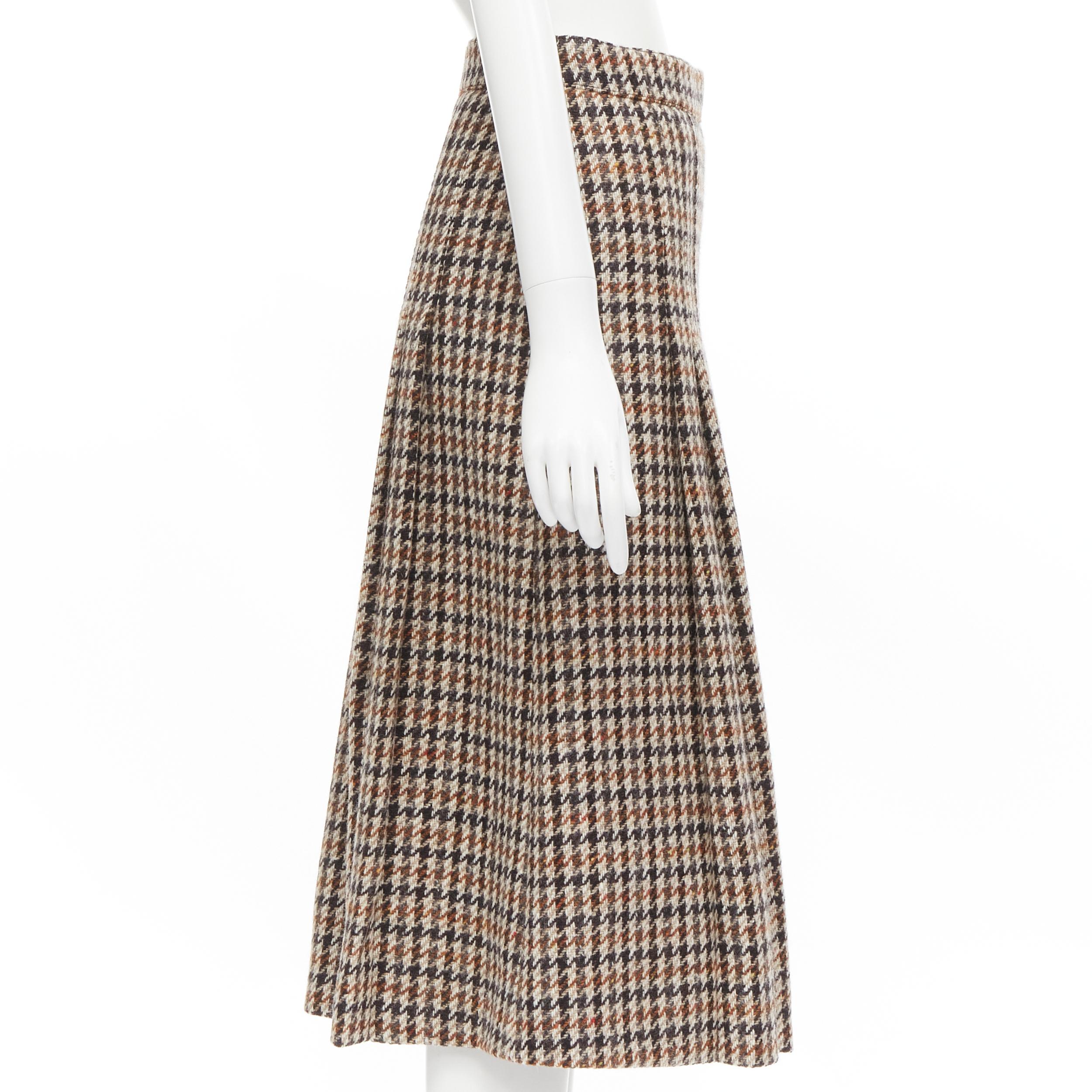 new CELINE Hedi Slimane Prince Of Wales houndstooth wool tweed pleated ...