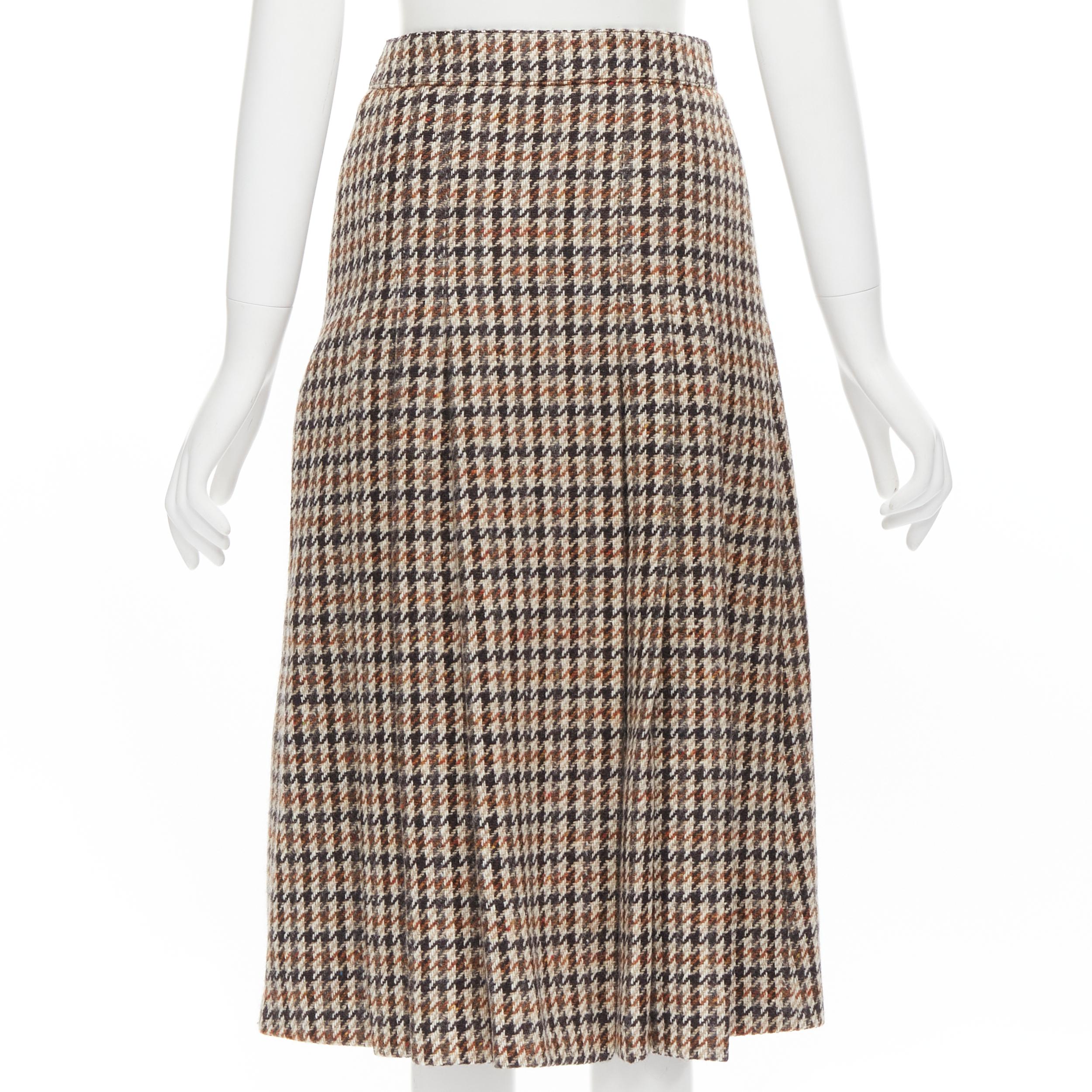 new CELINE Hedi Slimane Prince Of Wales houndstooth wool tweed pleated ...