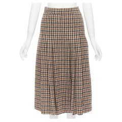 new CELINE Hedi Slimane Prince Of Wales houndstooth wool tweed pleated skirt 