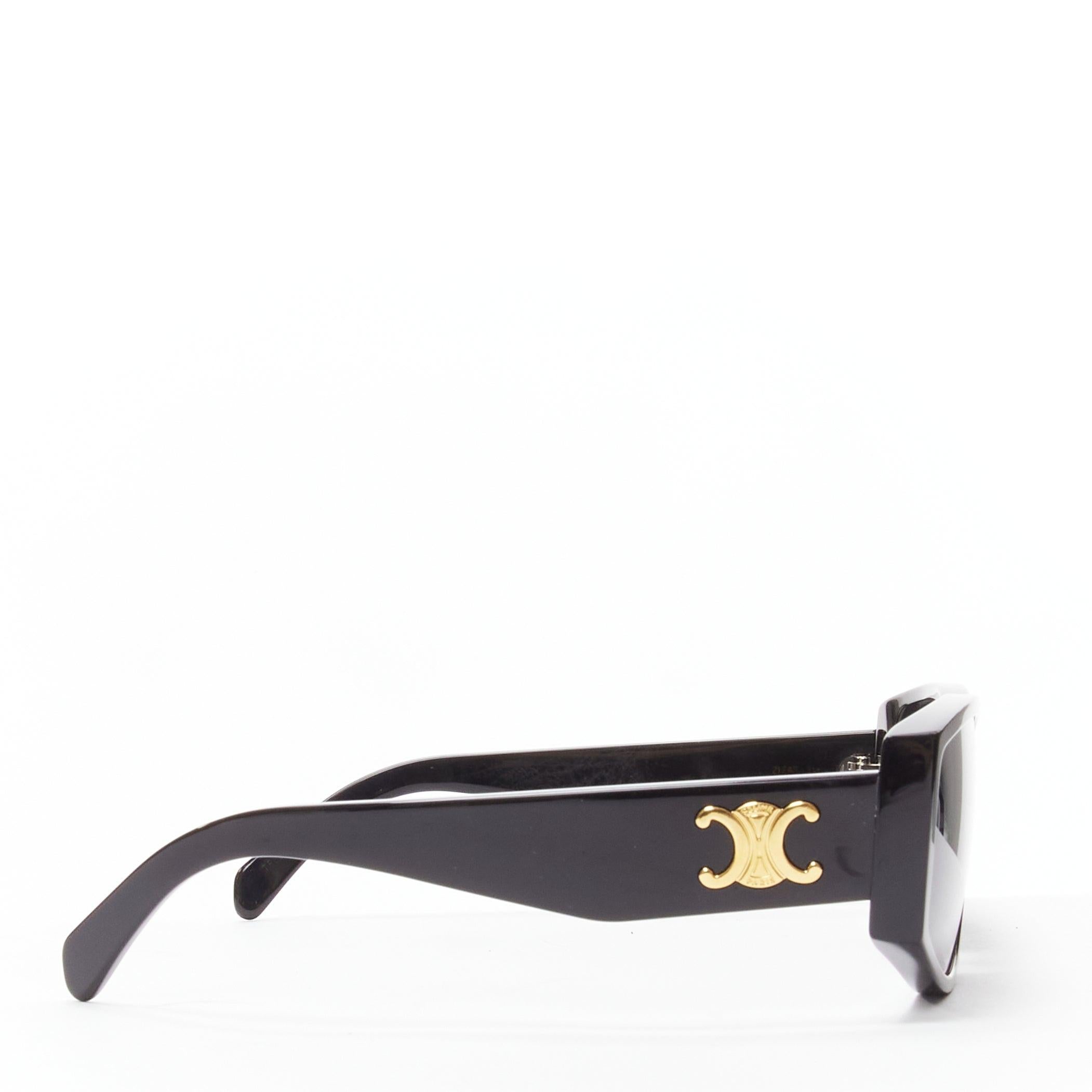 new CELINE Hedi Slimane Triomphe CL40227U black gold logo acetate sunglasses In New Condition For Sale In Hong Kong, NT