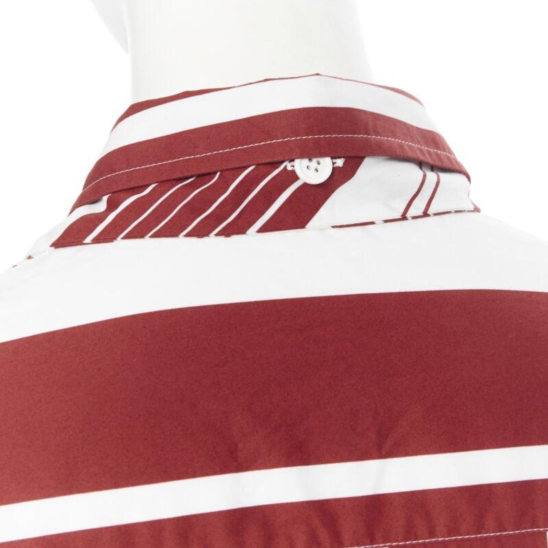 new Celine PHILO 2018 red white cotton stripe belted tie shirt dress FR34 XS en vente 3