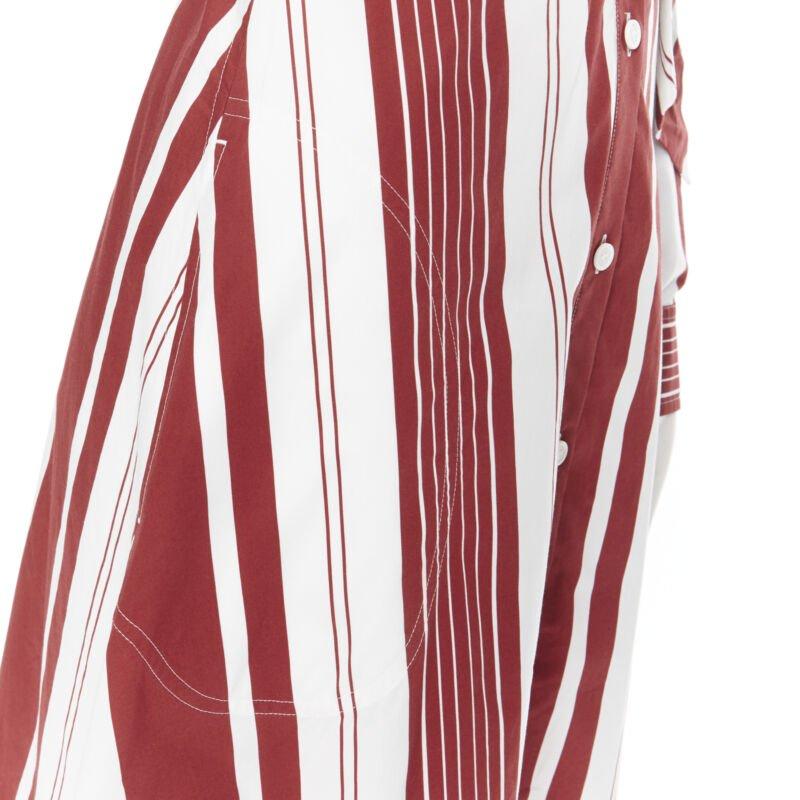 new CELINE PHILO 2018 red white cotton stripe belted tie shirt dress FR34 XS For Sale 4
