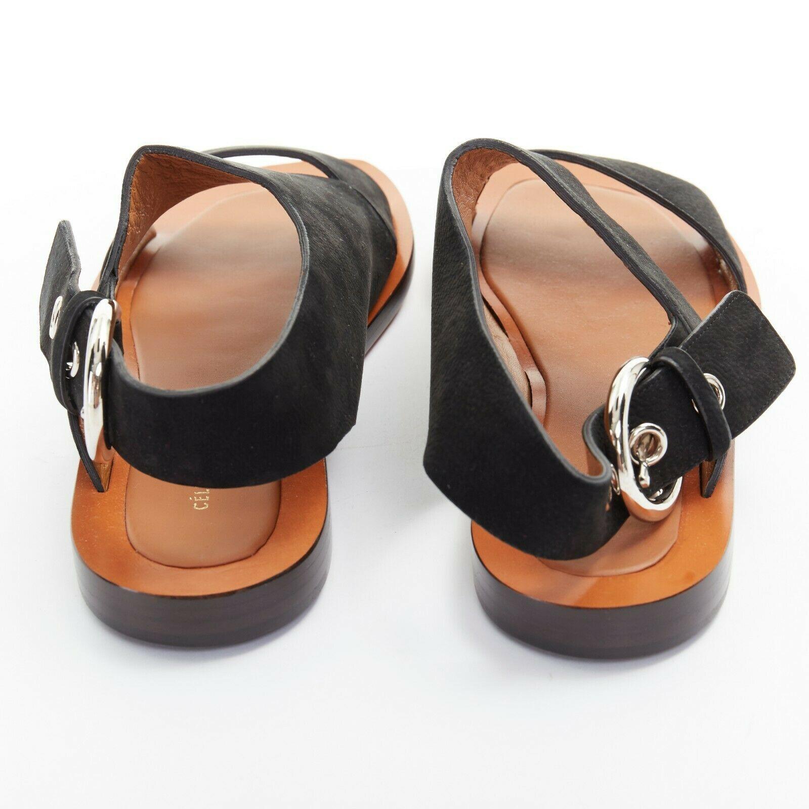 black suede flat sandals