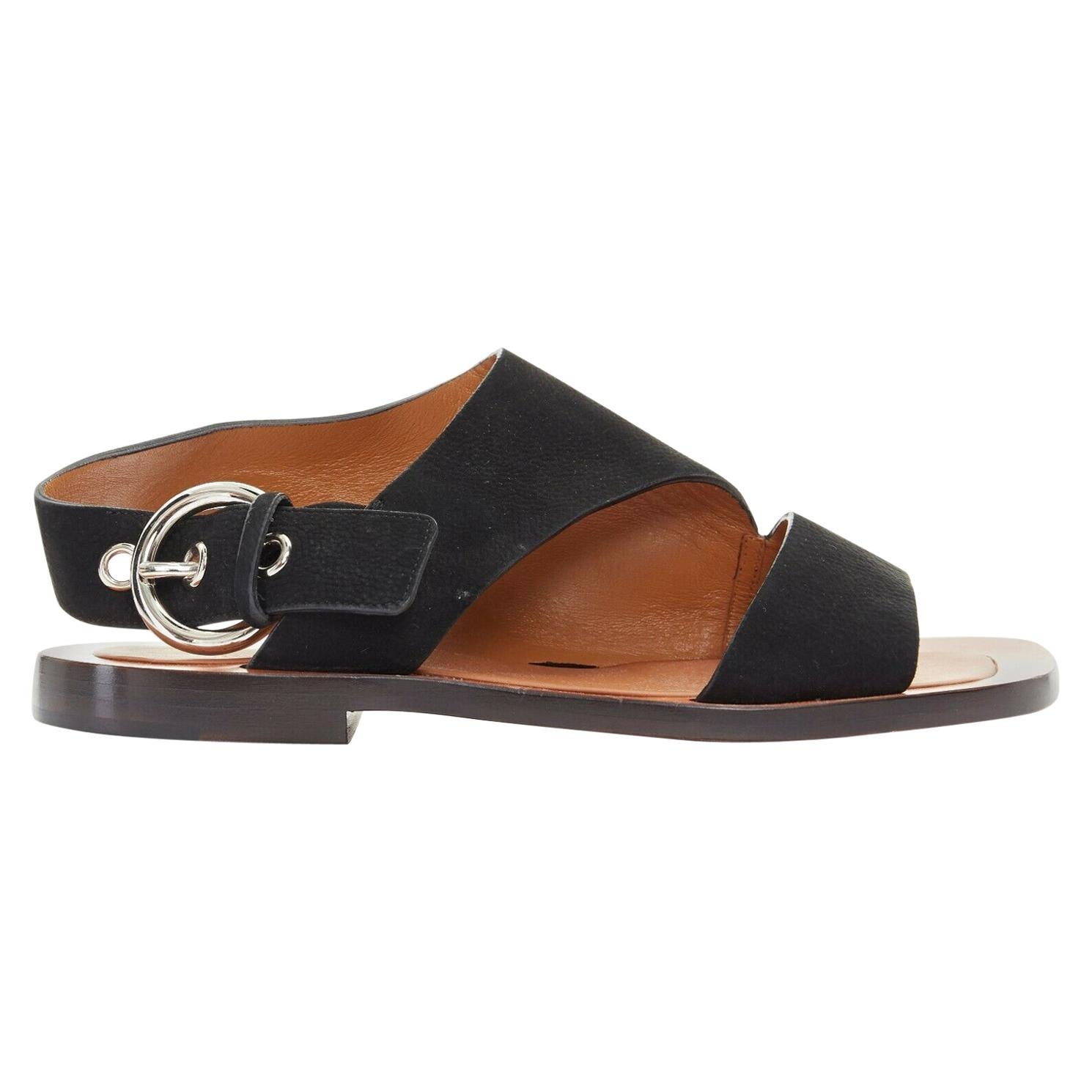 silver buckle sandals