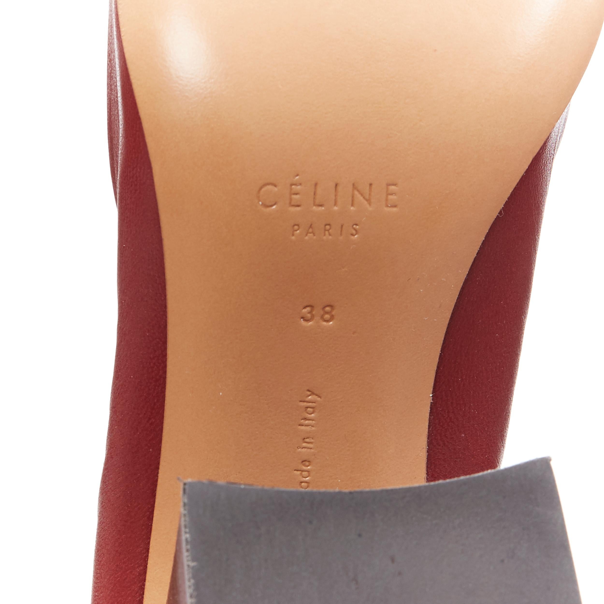 new CELINE PHILO burgundy red leather round toe ballerina chunky