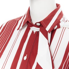 new CELINE PHILO red white cotton stripe tie casual dress Melania Trump FR34 XS