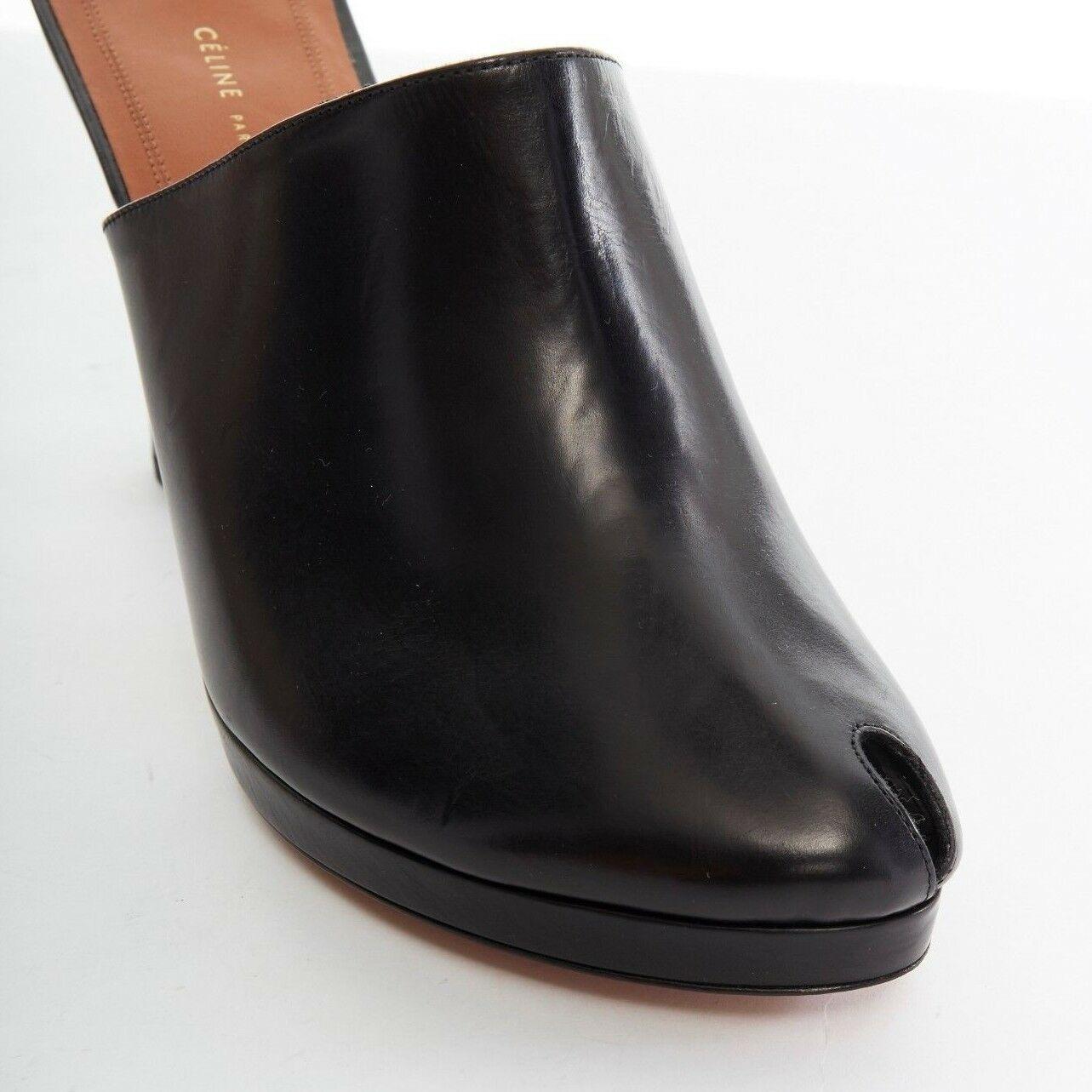 new CELINE PHILO runway 2017 black leather peeptoe pirate round heel mule EU37.5 1