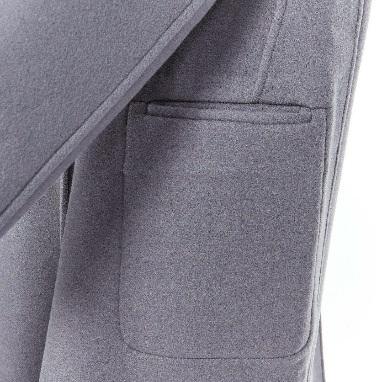 new CELINE PHOEBE PHILO 100% cashmere classic grey blue over coat FR36 S 3