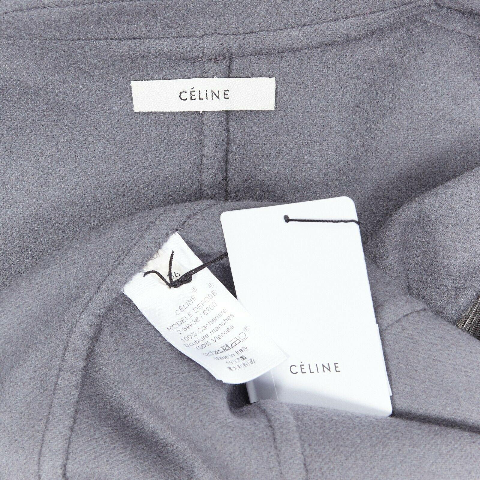 new CELINE PHOEBE PHILO 100% cashmere classic grey blue over coat FR36 S 4