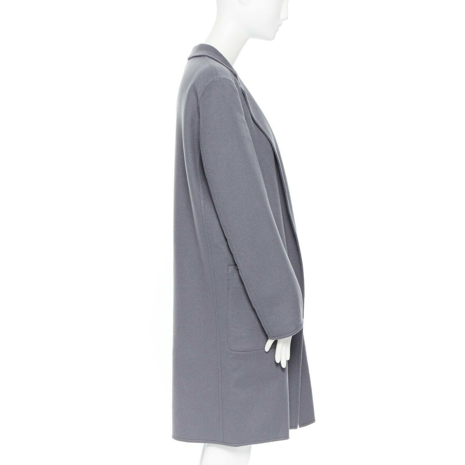 Gray new CELINE PHOEBE PHILO 100% cashmere classic grey blue over coat FR36 S