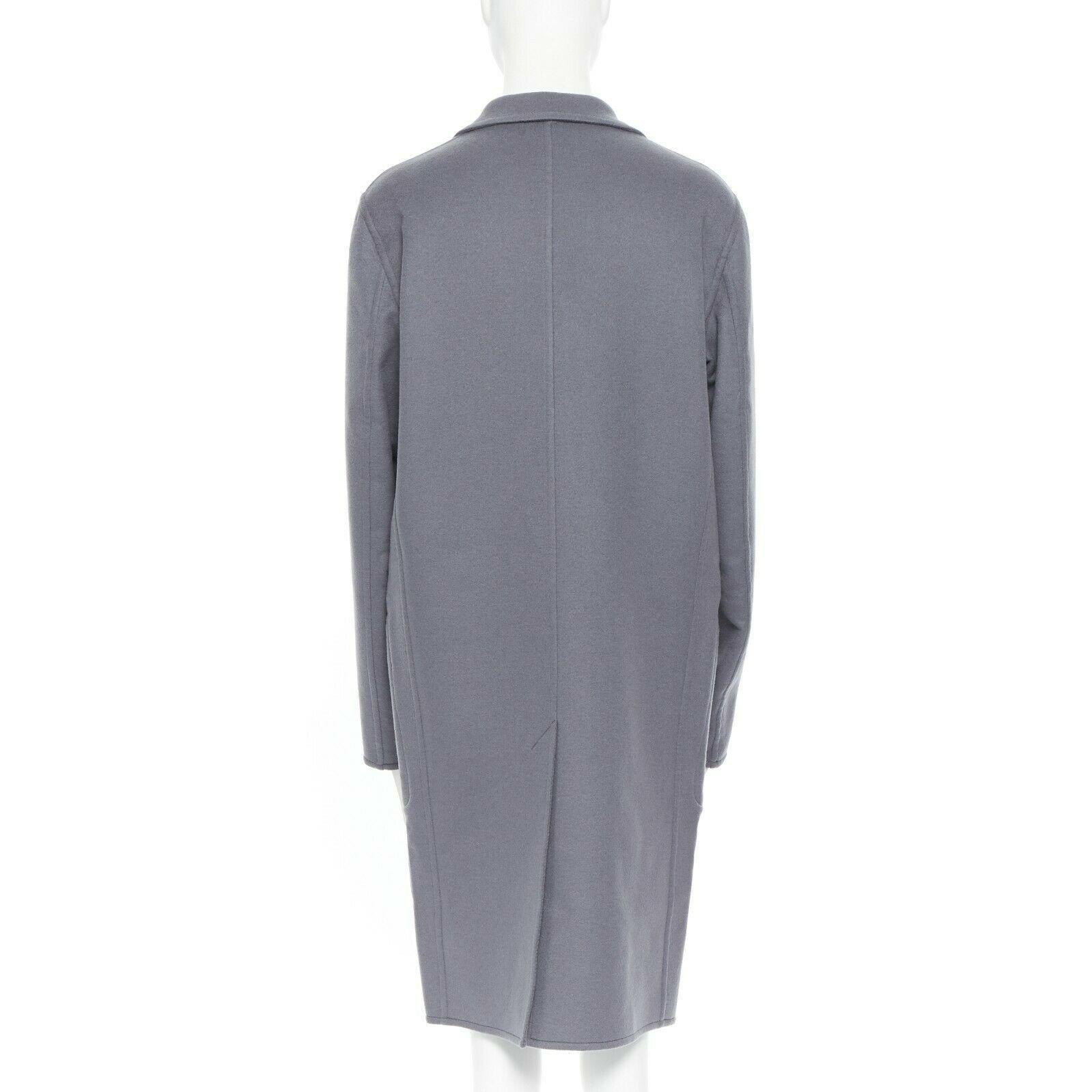 Women's new CELINE PHOEBE PHILO 100% cashmere classic grey blue over coat FR36 S