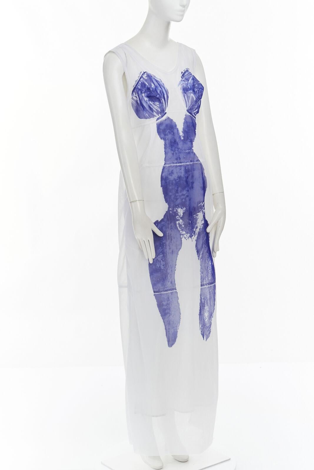 neu CELINE PHOEBE PHILO 2017 Yves Klein body print semi sheer maxi dress FR36 S (Grau)