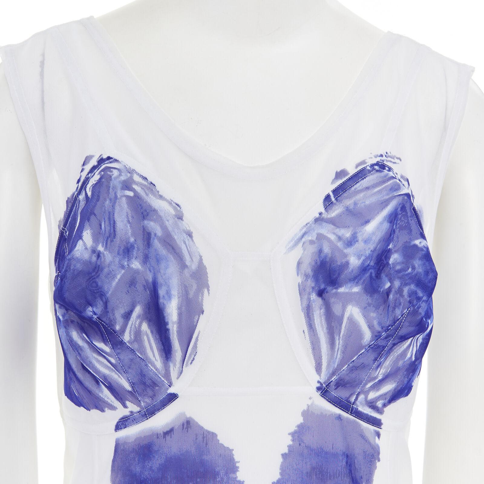 neu CELINE PHOEBE PHILO 2017 Yves Klein body print semi sheer maxi dress FR36 S 2