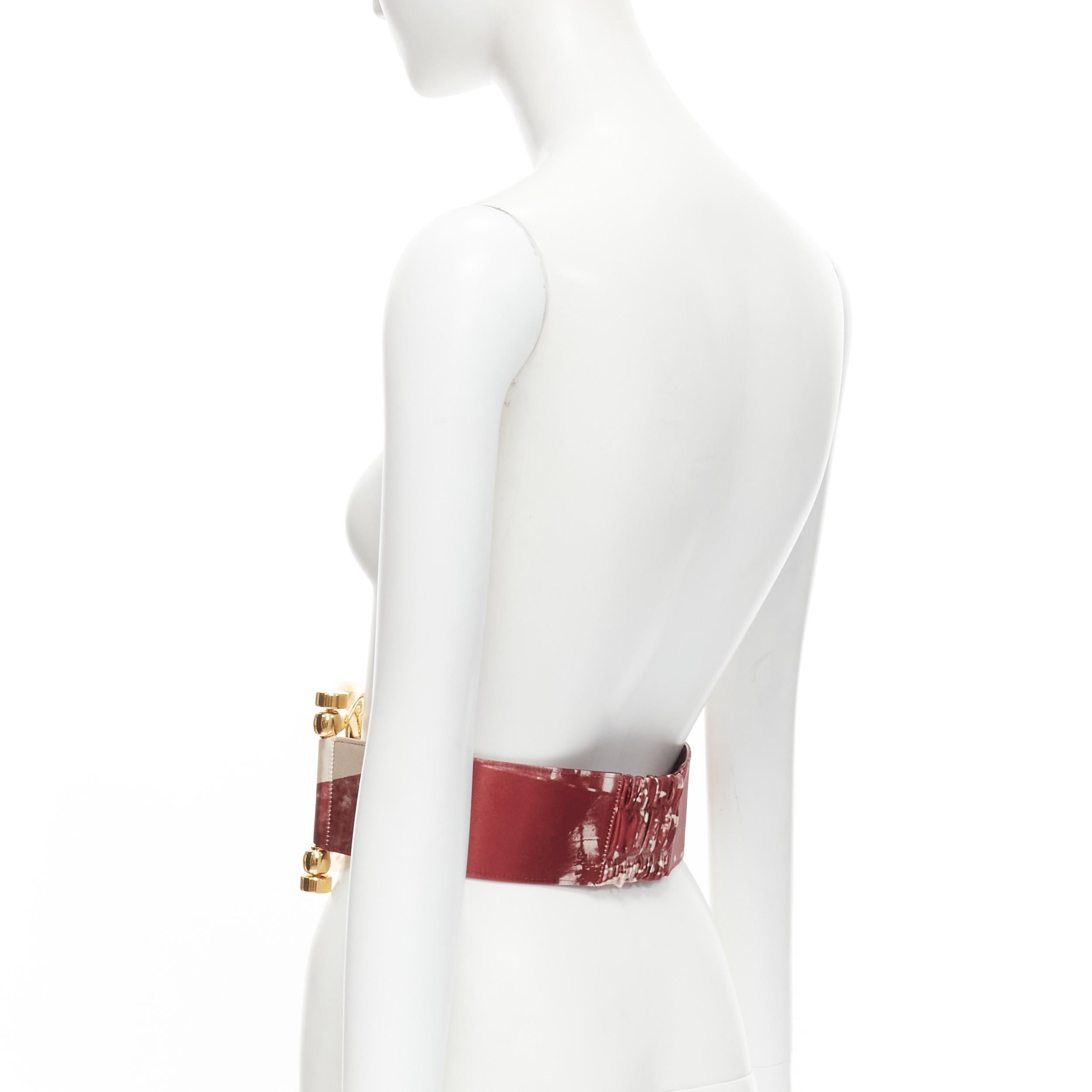 Gray new CELINE Phoebe Philo 2018 Runway Sulky Satin gold horsebit burgundy belt M