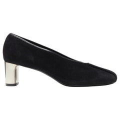 nouveau CELINE PHOEBE PHILO Bam Bam Bam talon métallique chaussures kung fu en daim noir EU38.5