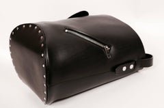 new CELINE Phoebe Philo black leather biker bag with silver grommets
