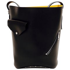 new CELINE Phoebe Philo black leather biker bag with silver grommets