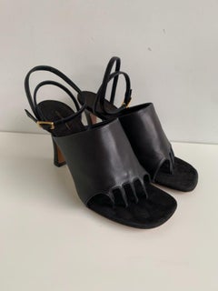 NEW! Celine Phoebe Philo Black Leather Glove Sandals Heels in Box
