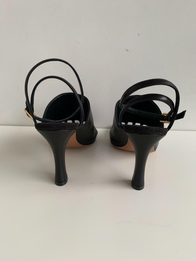 NEW! Celine Phoebe Philo Black Leather Glove Sandals Heels in Box For Sale 1
