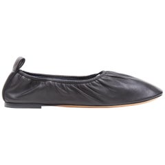 nouveau CELINE PHOEBE PHILO black soft leather round toe ruched ballet flats EU38