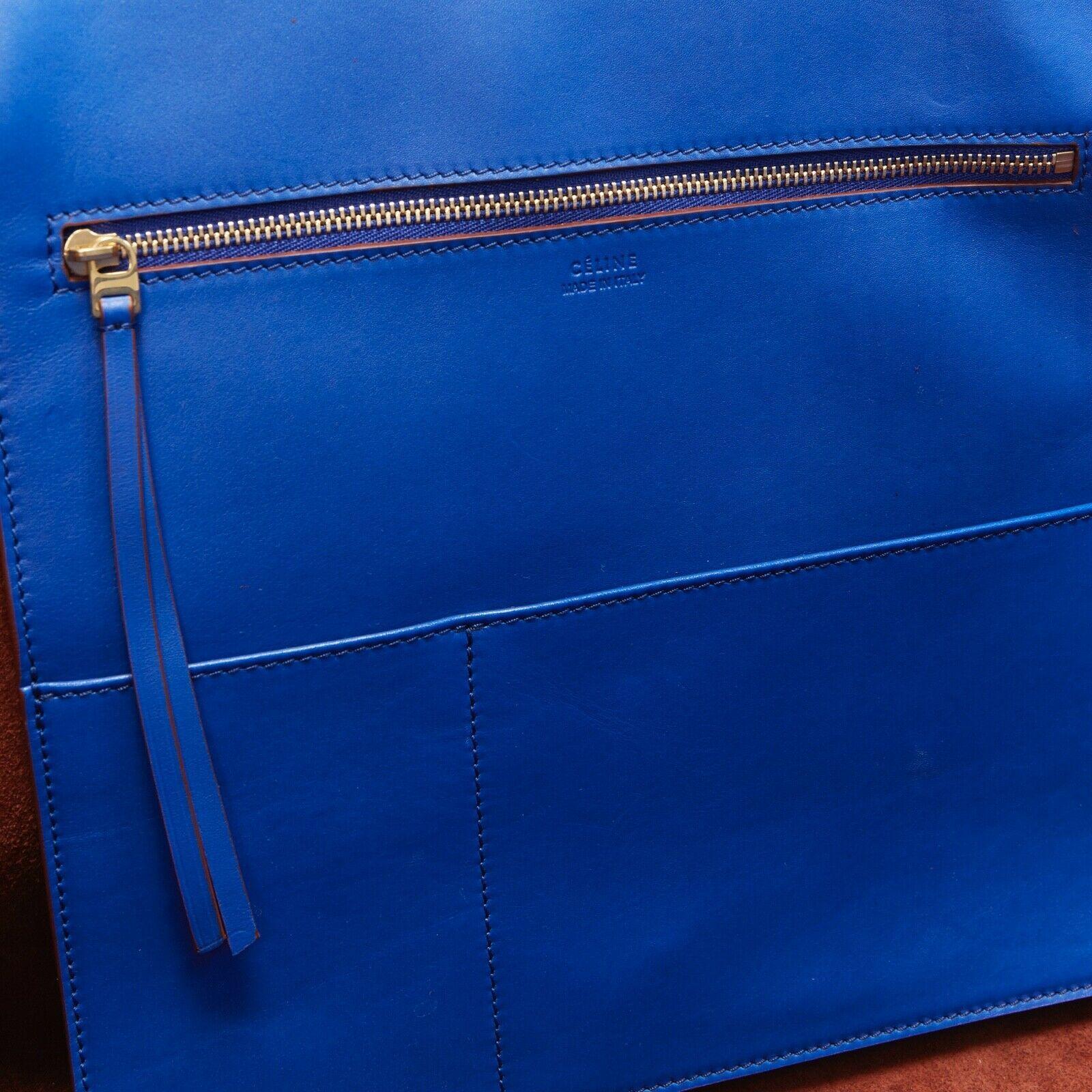 new CELINE PHOEBE PHILO Knot cobalt blue calfskin large shopper tote bag full 3