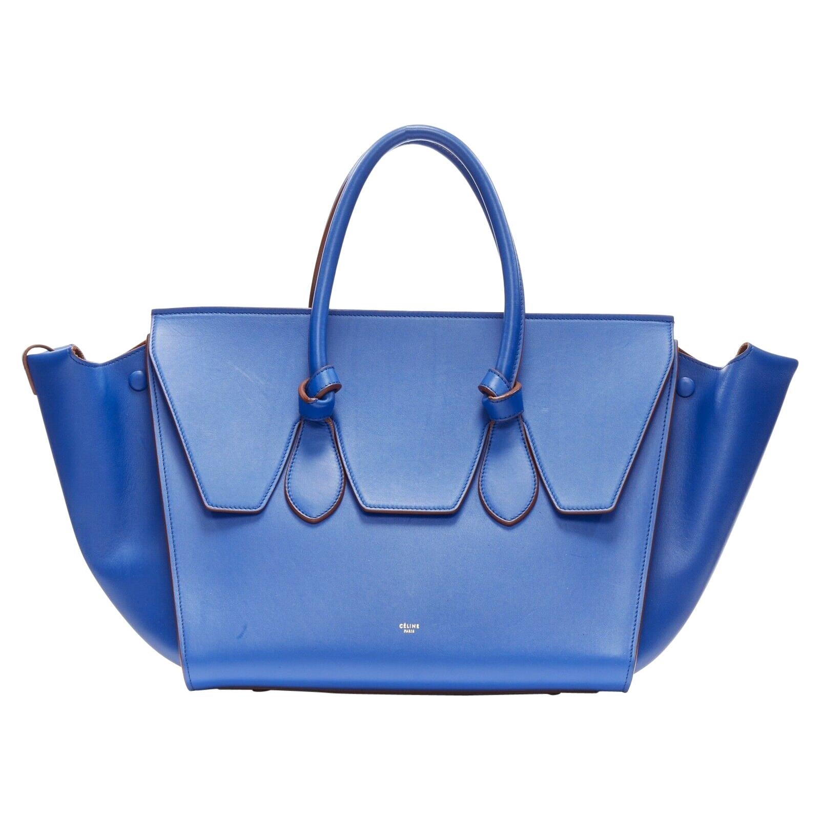 new CELINE PHOEBE PHILO Knot cobalt blue calfskin large shopper tote bag full