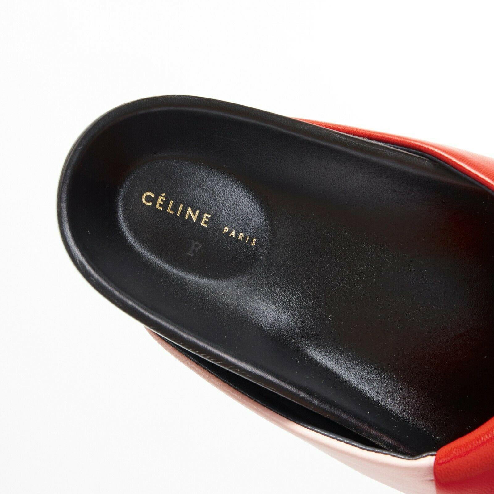 new CELINE PHOEBE PHILO red pink padded leather twist slides sandals EU36 2