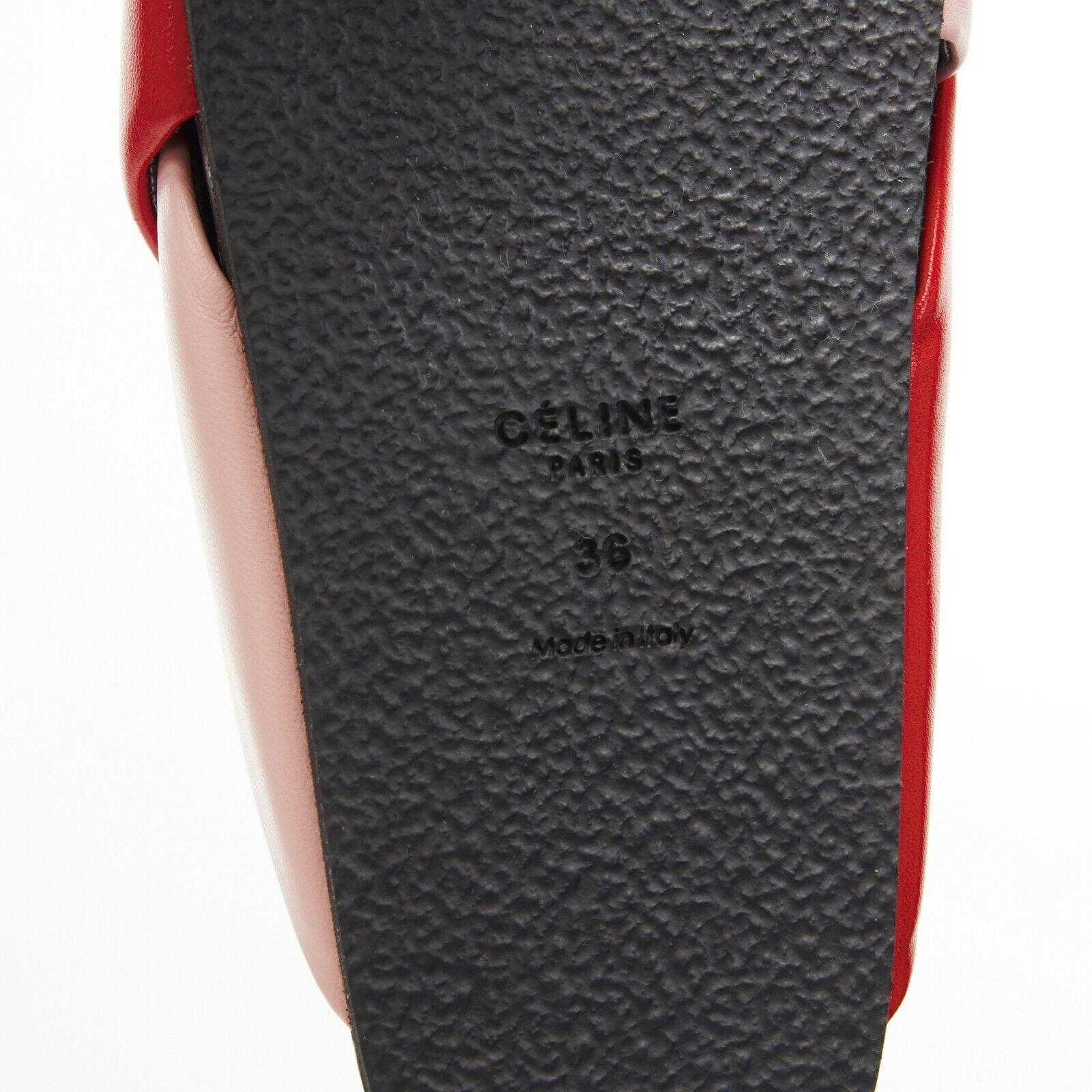 new CELINE PHOEBE PHILO red pink padded leather twist slides sandals EU36 3