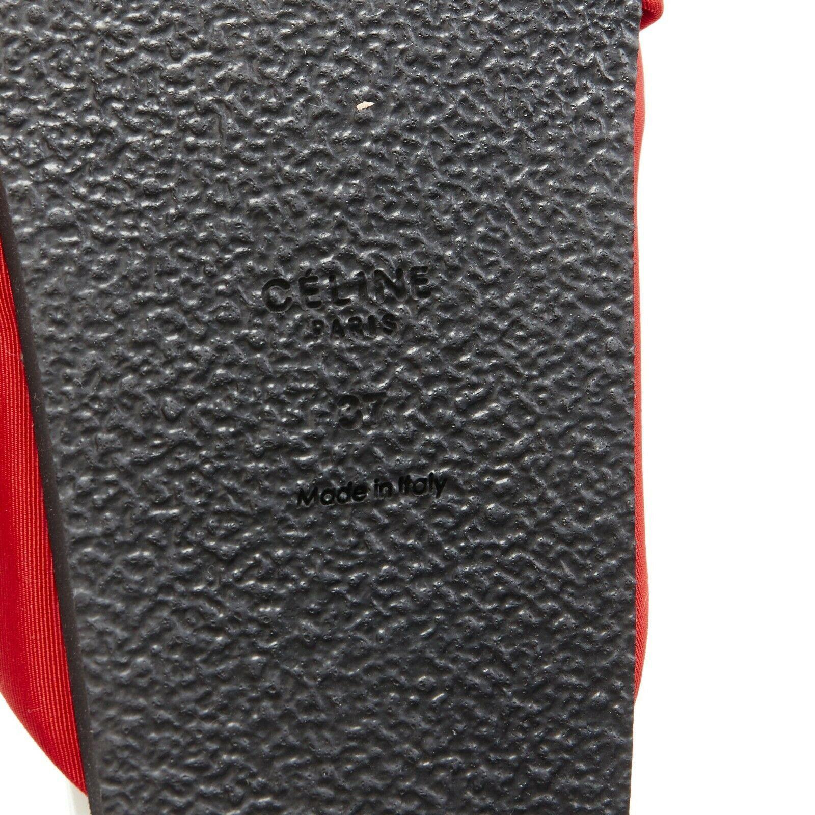 new CELINE PHOEBE PHILO Twist red grosgrain strap white sole slide sandals EU37 2