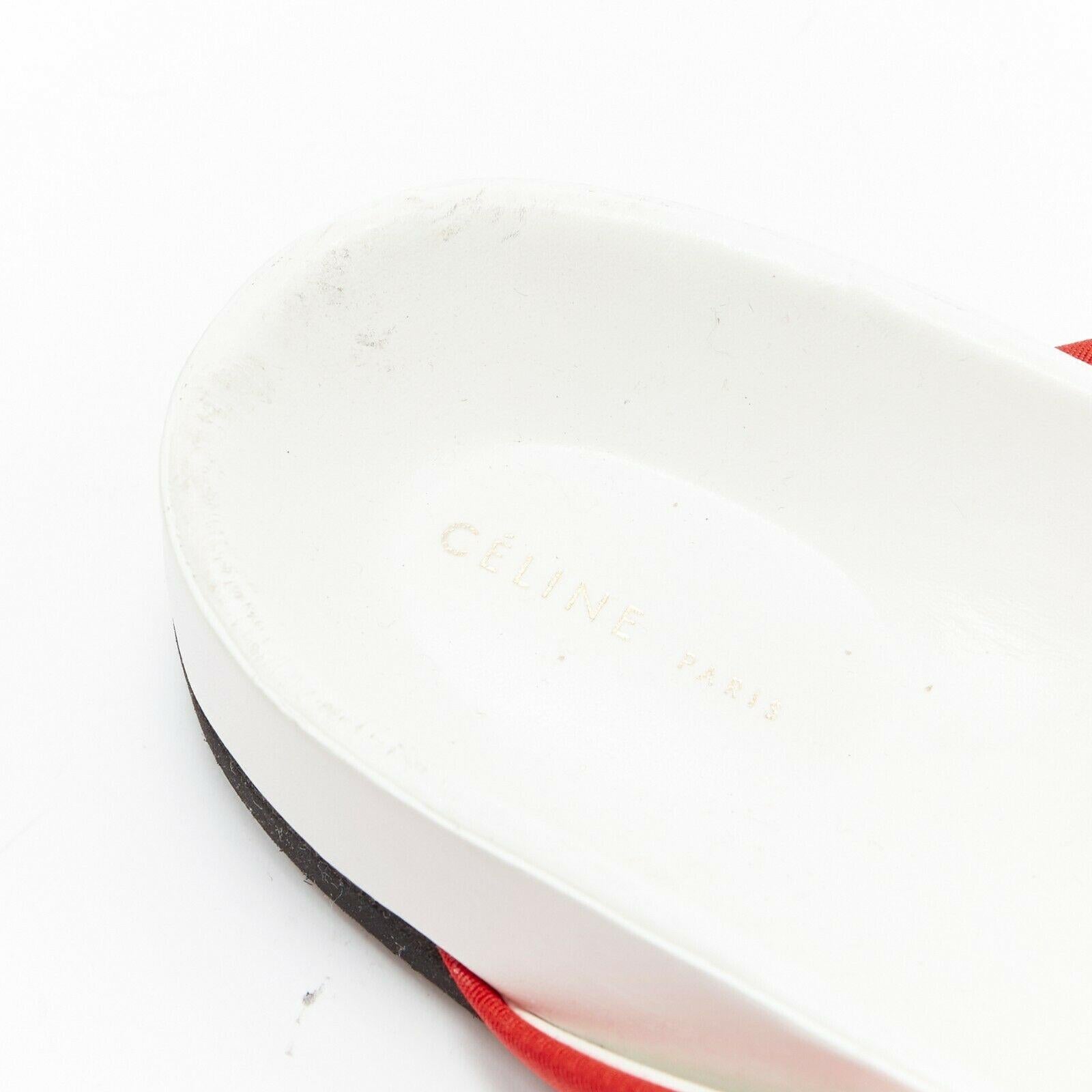 new CELINE PHOEBE PHILO Twist red grosgrain strap white sole slide sandals EU37 3