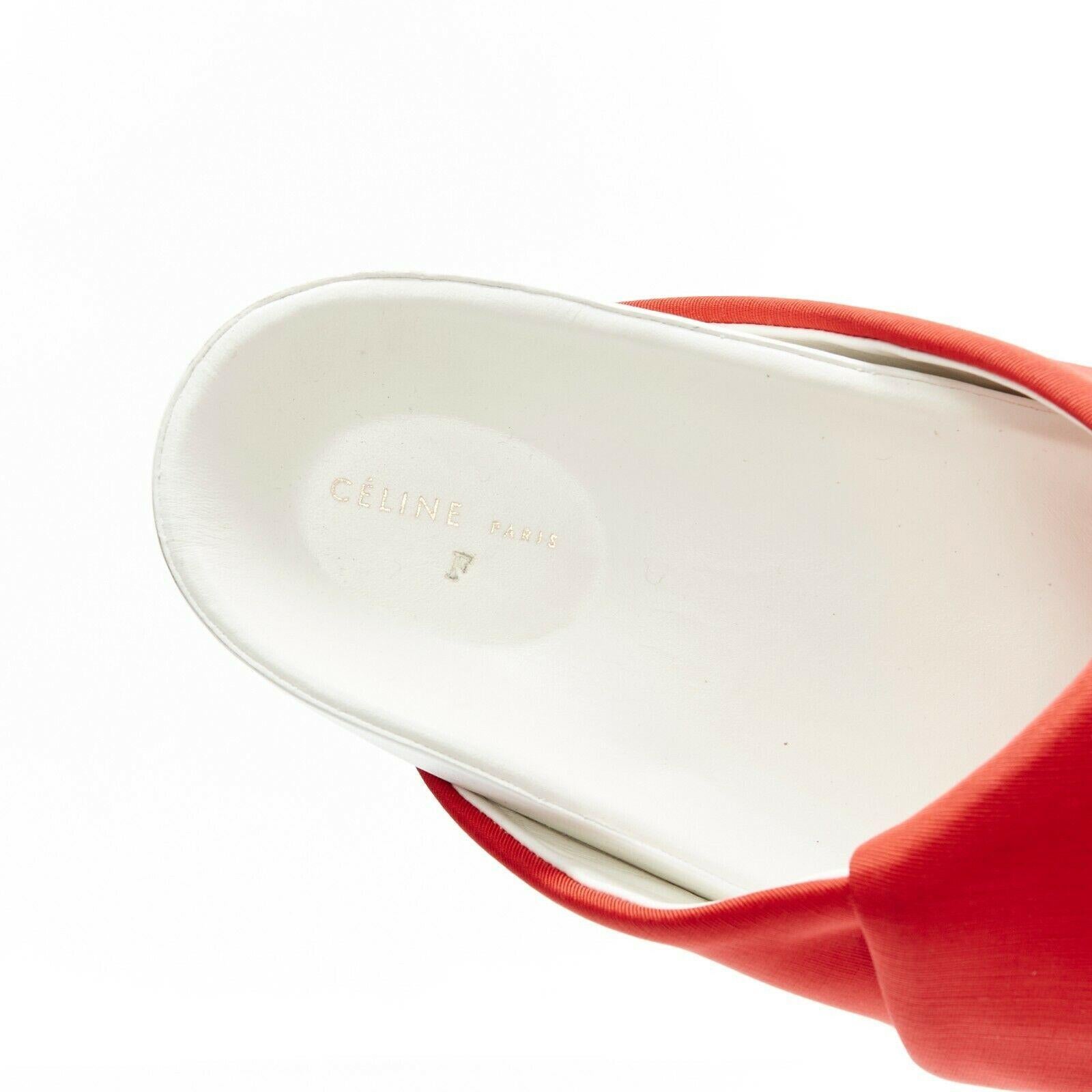 new CELINE PHOEBE PHILO Twist red grosgrain strap white sole slide sandals EU37 1