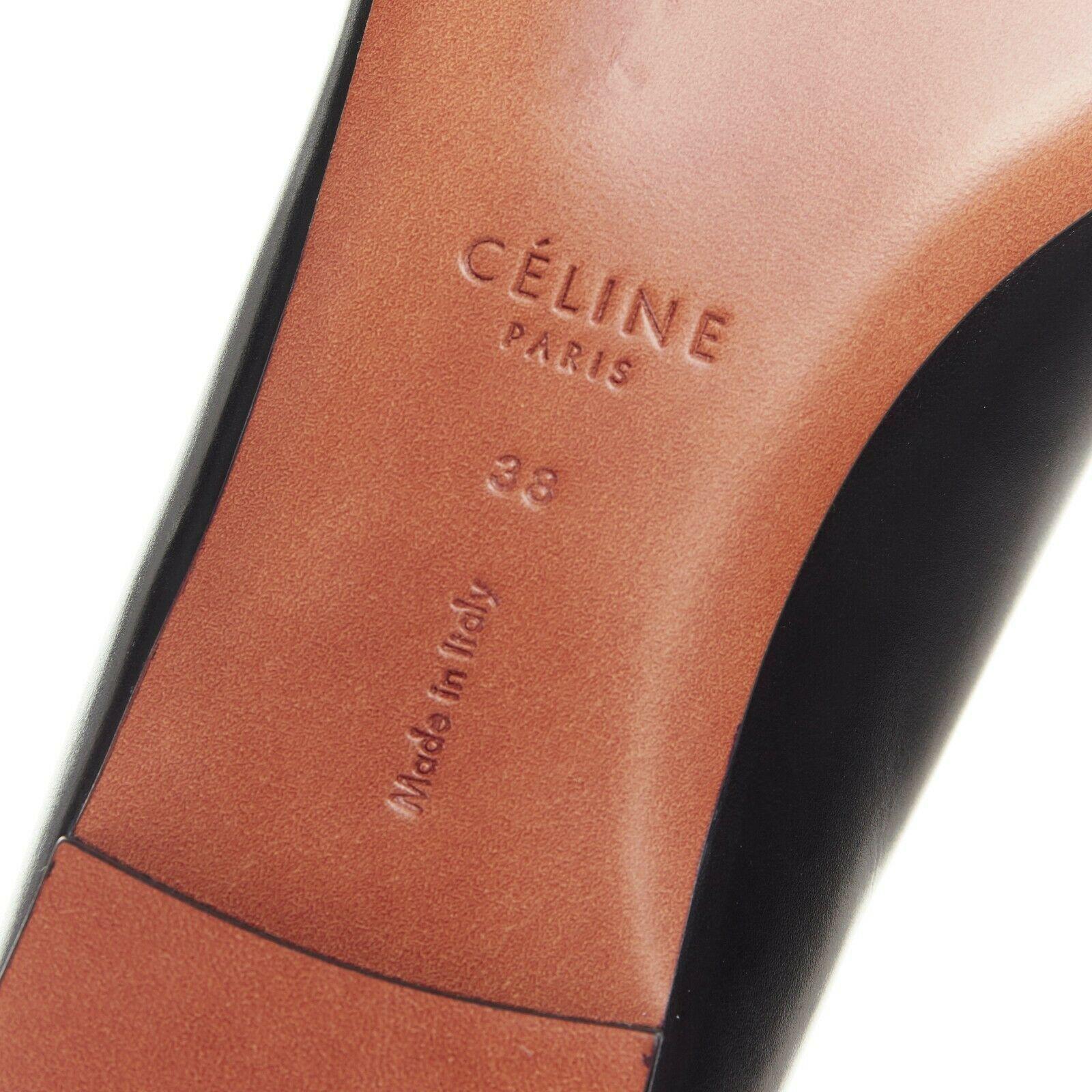 new CELINE PHOEBE PHILO V Neck black calf leather point toe slip on flats EU38 4