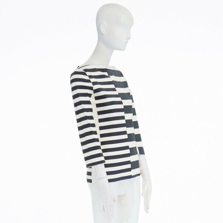 CELINE Phoebe period Border Big Silhouette Cut tops Navy white M