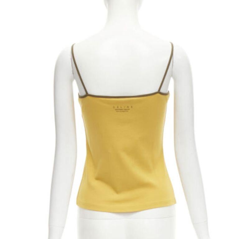 Beige new CELINE Vintage Y2K yellow Triomphe logo studded cami tank top M For Sale
