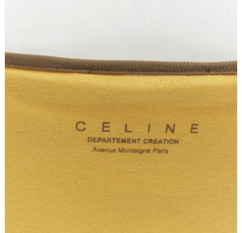 Women's new CELINE Vintage Y2K yellow Triomphe logo studded cami tank top M For Sale