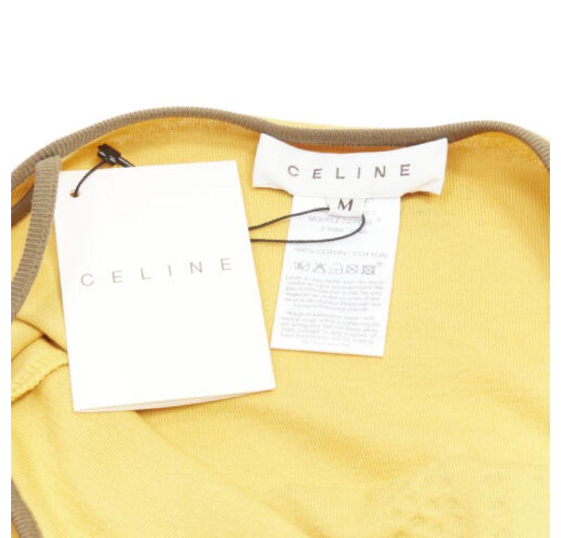 new CELINE Vintage Y2K yellow Triomphe logo studded cami tank top M For Sale 1