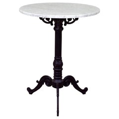 New Century Round Cast Iron Base with Marble Top Garden Table or Bistro Table