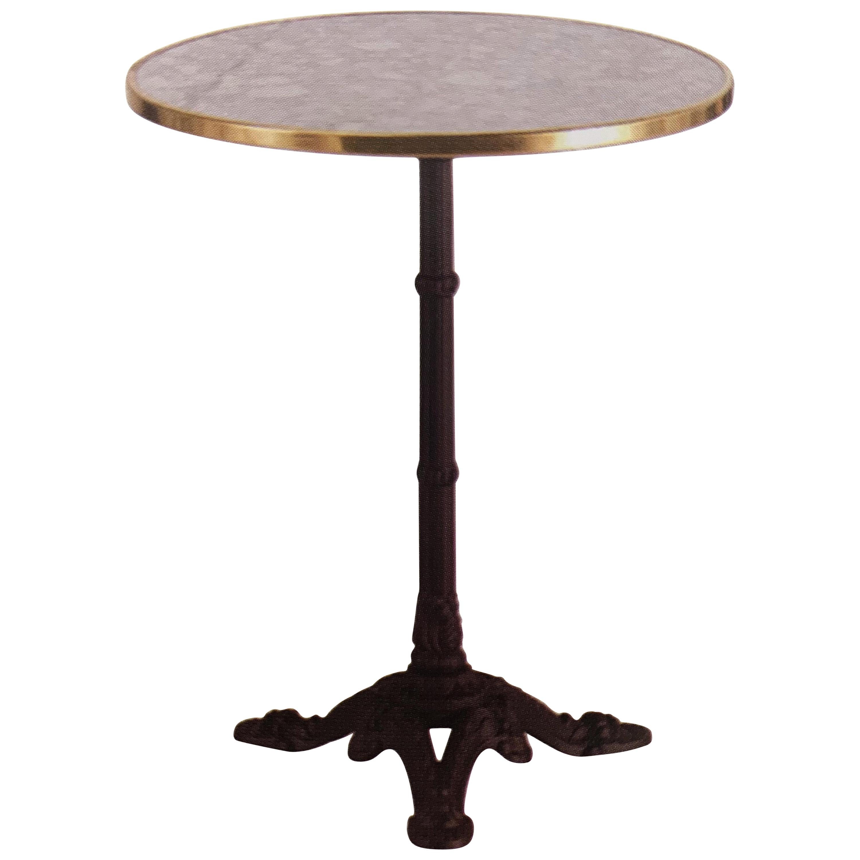 New Century Round Cast Iron Base with Marble Top Garden Table or Bistro Table For Sale