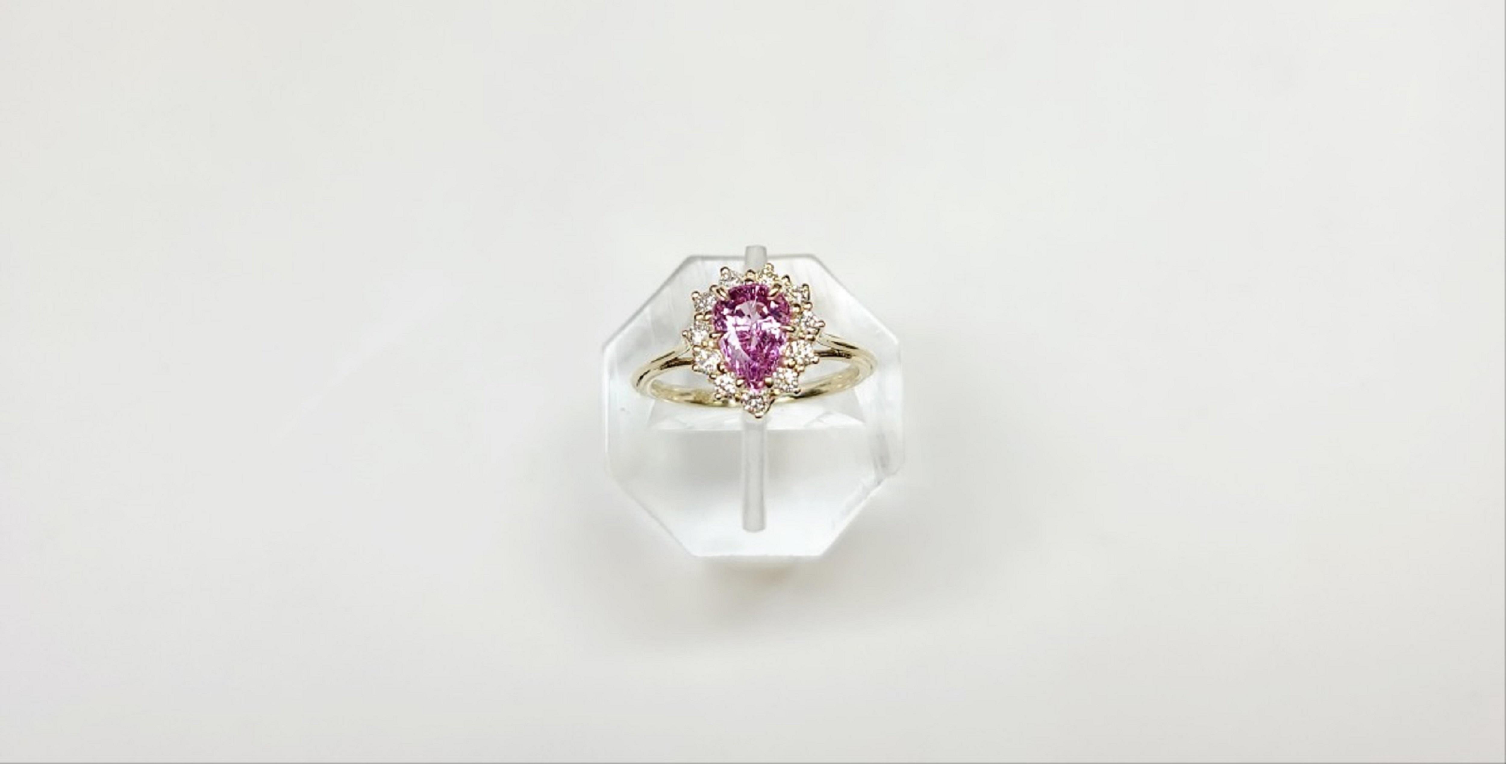 Bague en or 14 carats avec diamants et saphir rose naturel non chauffé de 1,37 carat, certifiée Cert en vente 8
