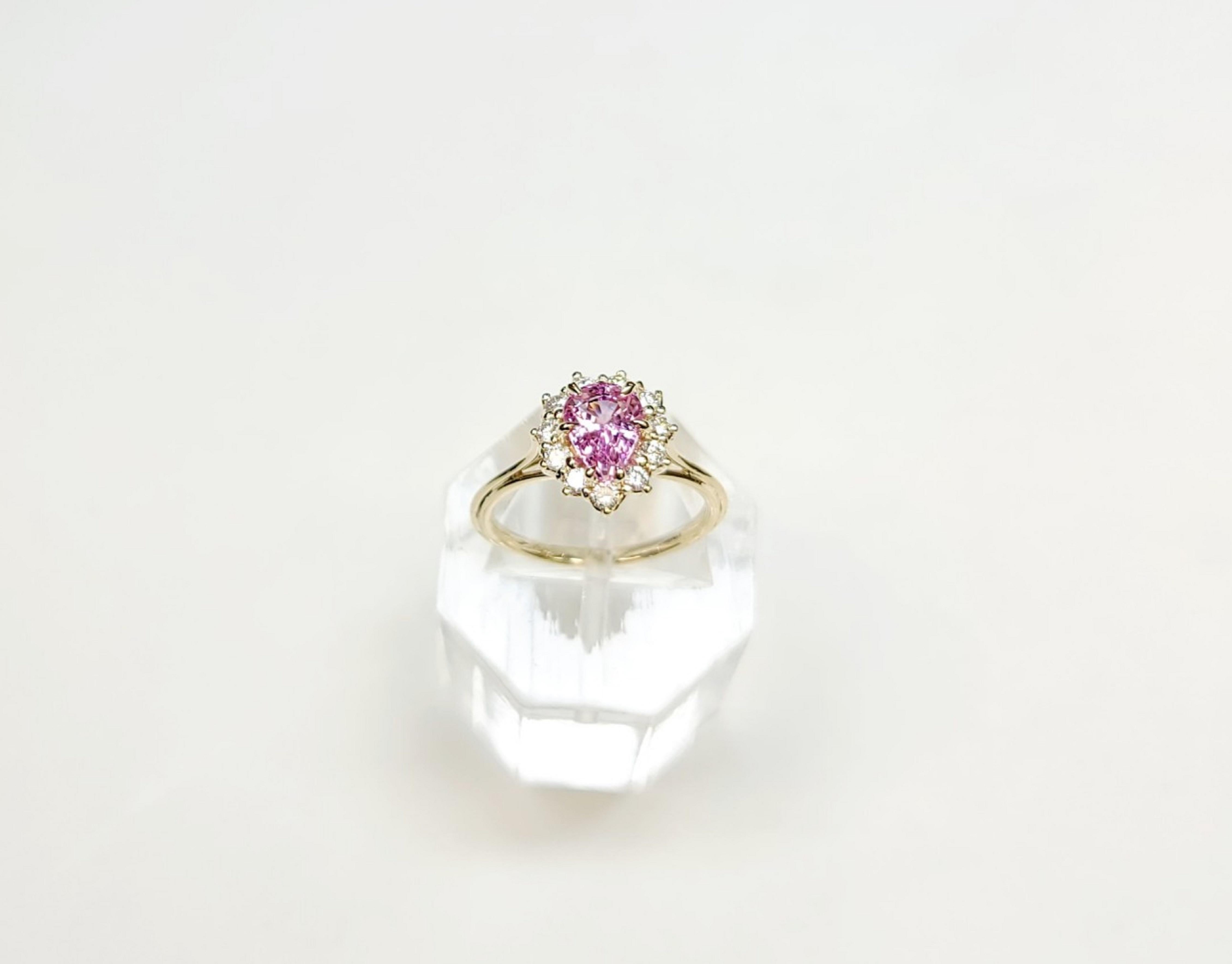 Bague en or 14 carats avec diamants et saphir rose naturel non chauffé de 1,37 carat, certifiée Cert en vente 12