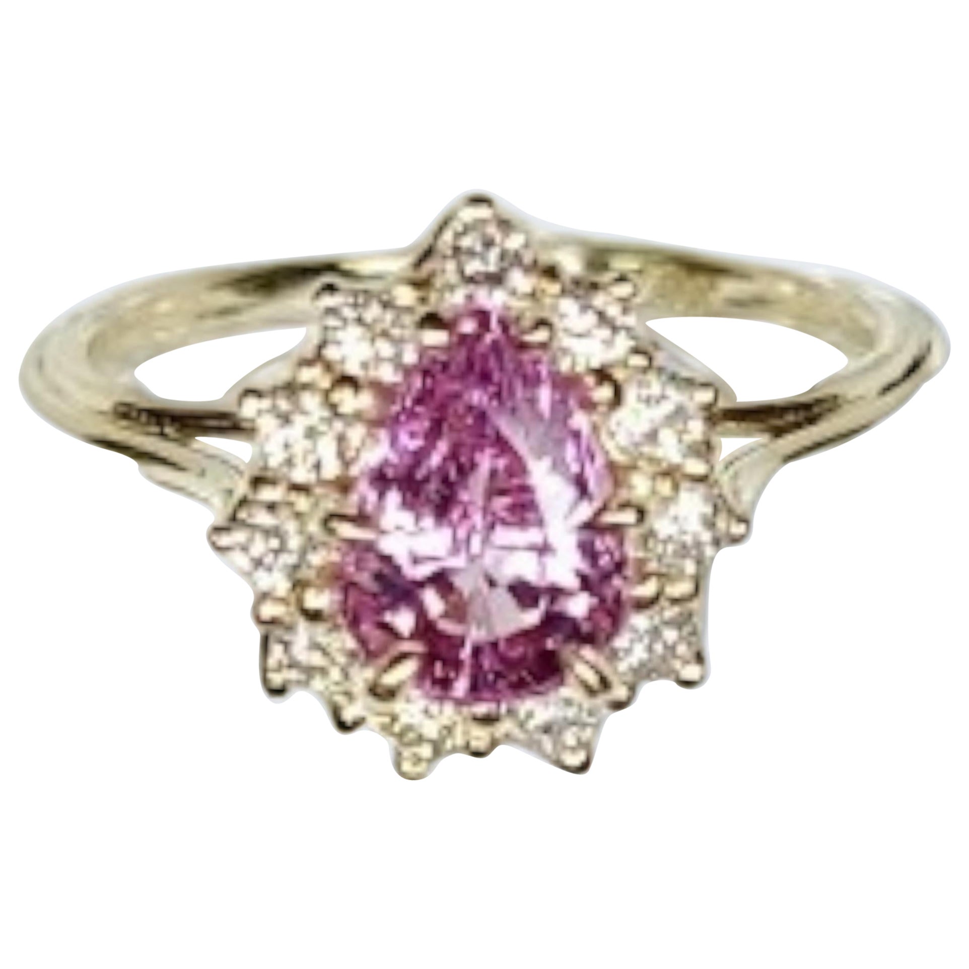 Neuer zertifizierter 1,37 Karat unerhitzter natürlicher rosa Saphir-Diamantring aus 14 Karat Gold