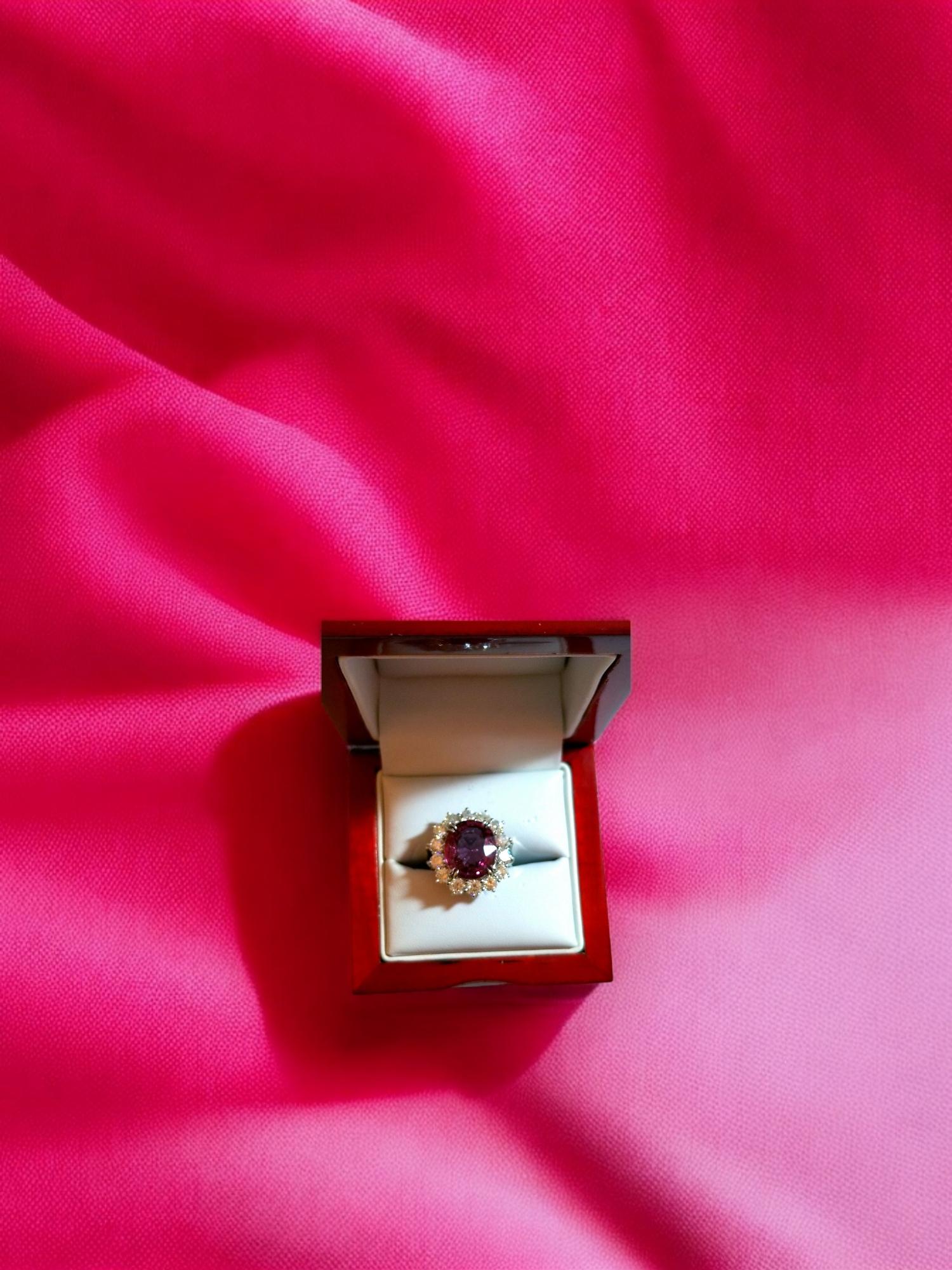 NEW Cert 6.77CT Unheated Natural Vivid Hot Pink Spinel Diamond Ring in Platinum For Sale 5