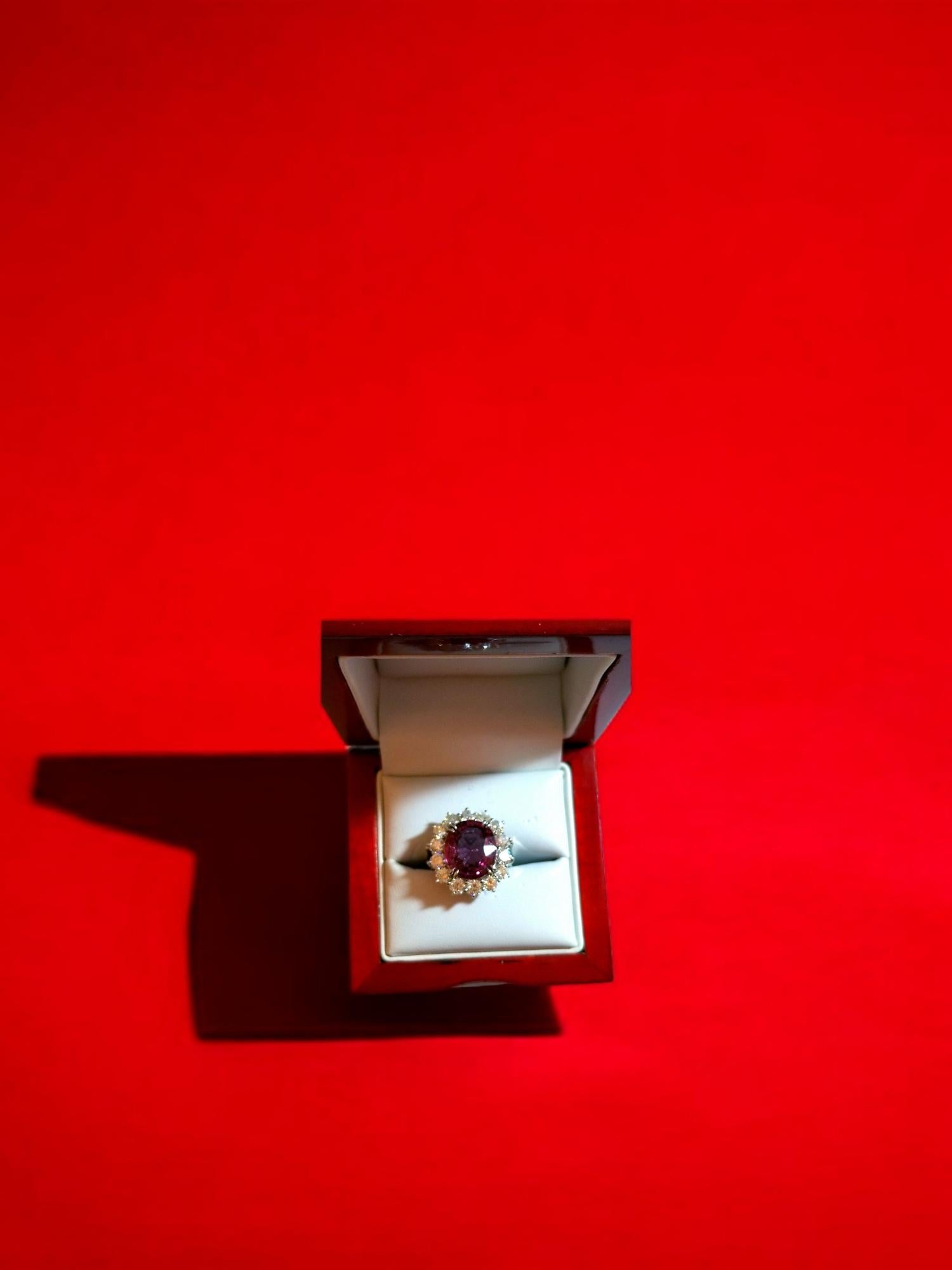 NEW Cert 6.77CT Unheated Natural Vivid Hot Pink Spinel Diamond Ring in Platinum For Sale 6