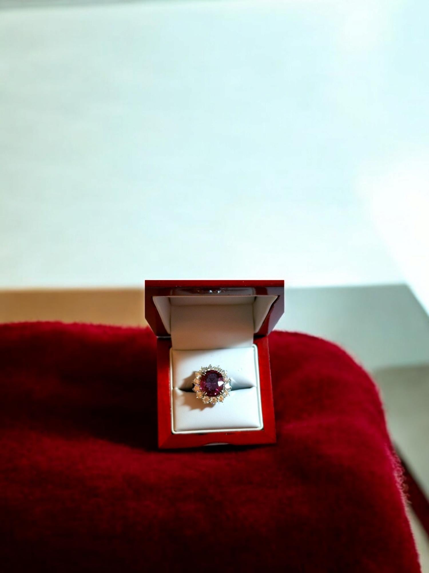 NEW Cert 6.77CT Unheated Natural Vivid Hot Pink Spinel Diamond Ring in Platinum For Sale 9