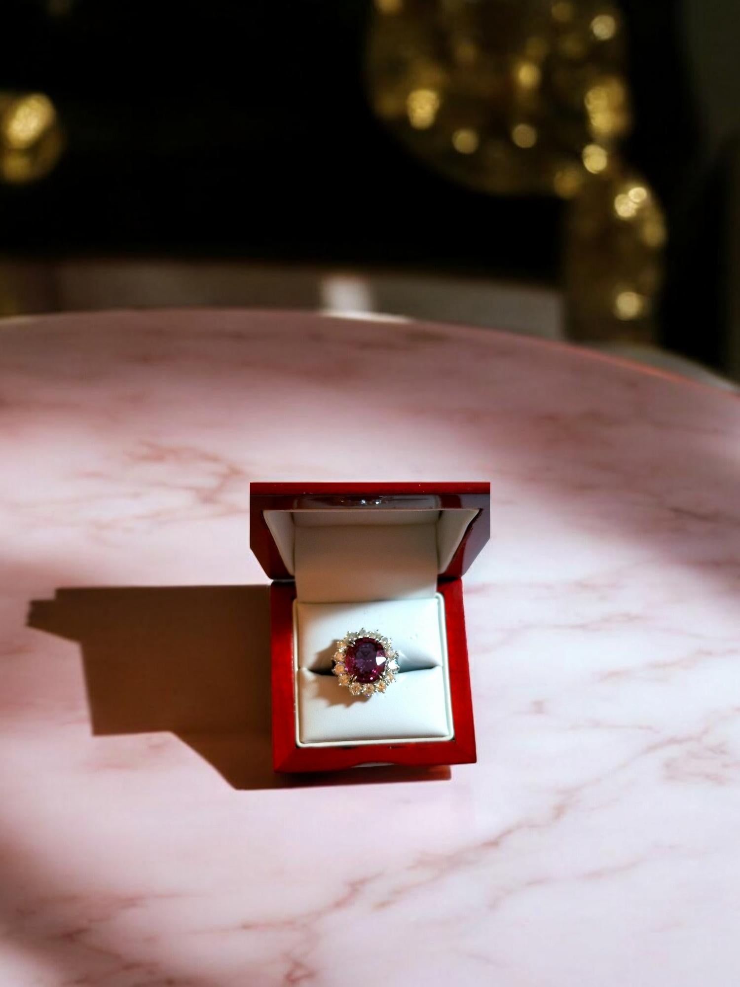 NEW Cert 6.77CT Unheated Natural Vivid Hot Pink Spinel Diamond Ring in Platinum For Sale 10