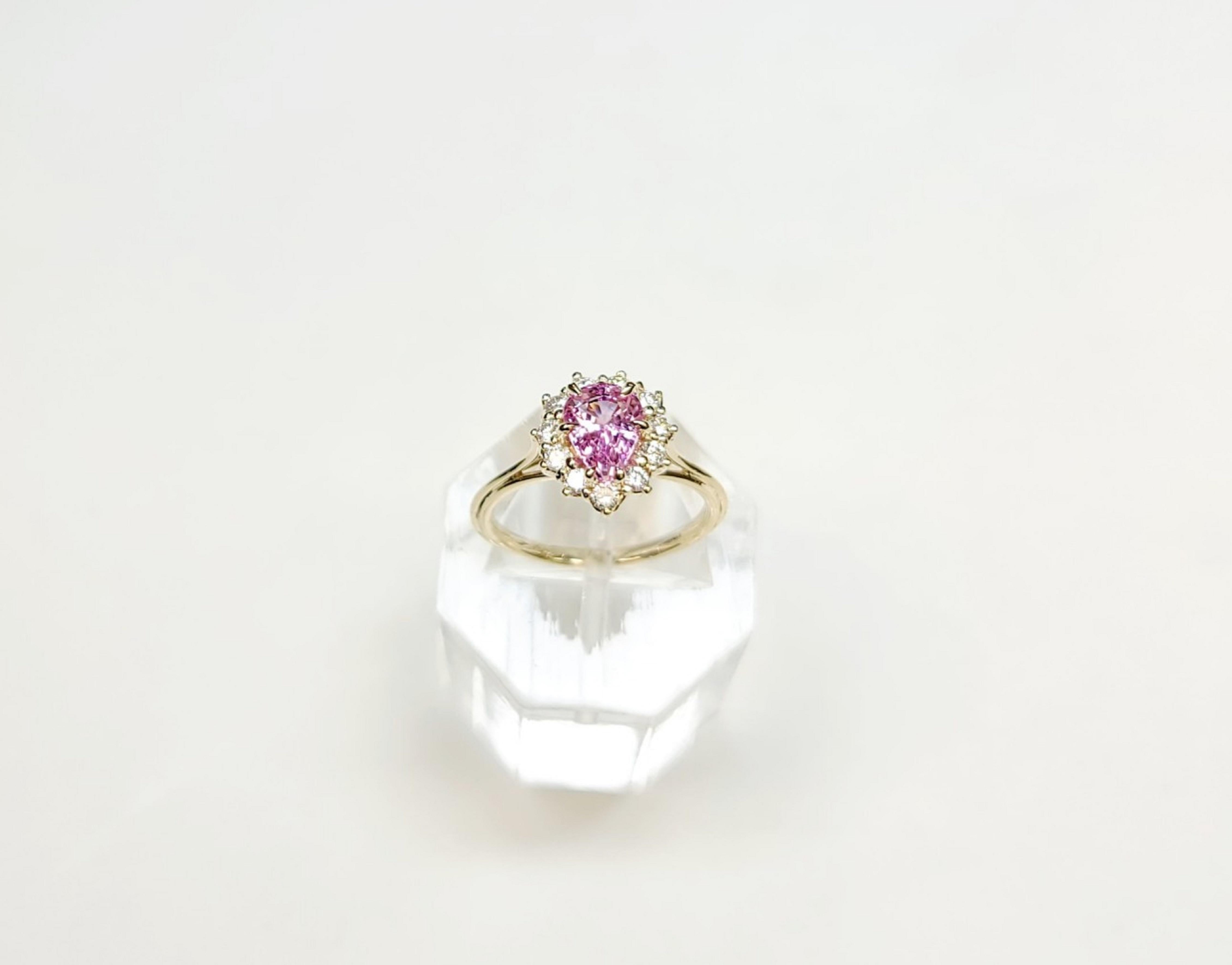 New Cert 1.37 ct Unheated Natural Pink Sapphire Diamond Ring in 14k Gold For Sale 12